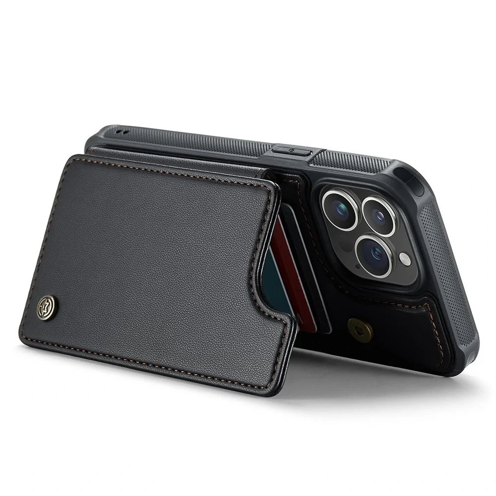 CaseMe C22 Black for iPhone 14 Pro Max PU Leather Wallet Case with RFID Blocking